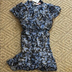 THML Blue Sundress with Flutter Sleeves and Ruffled Hem